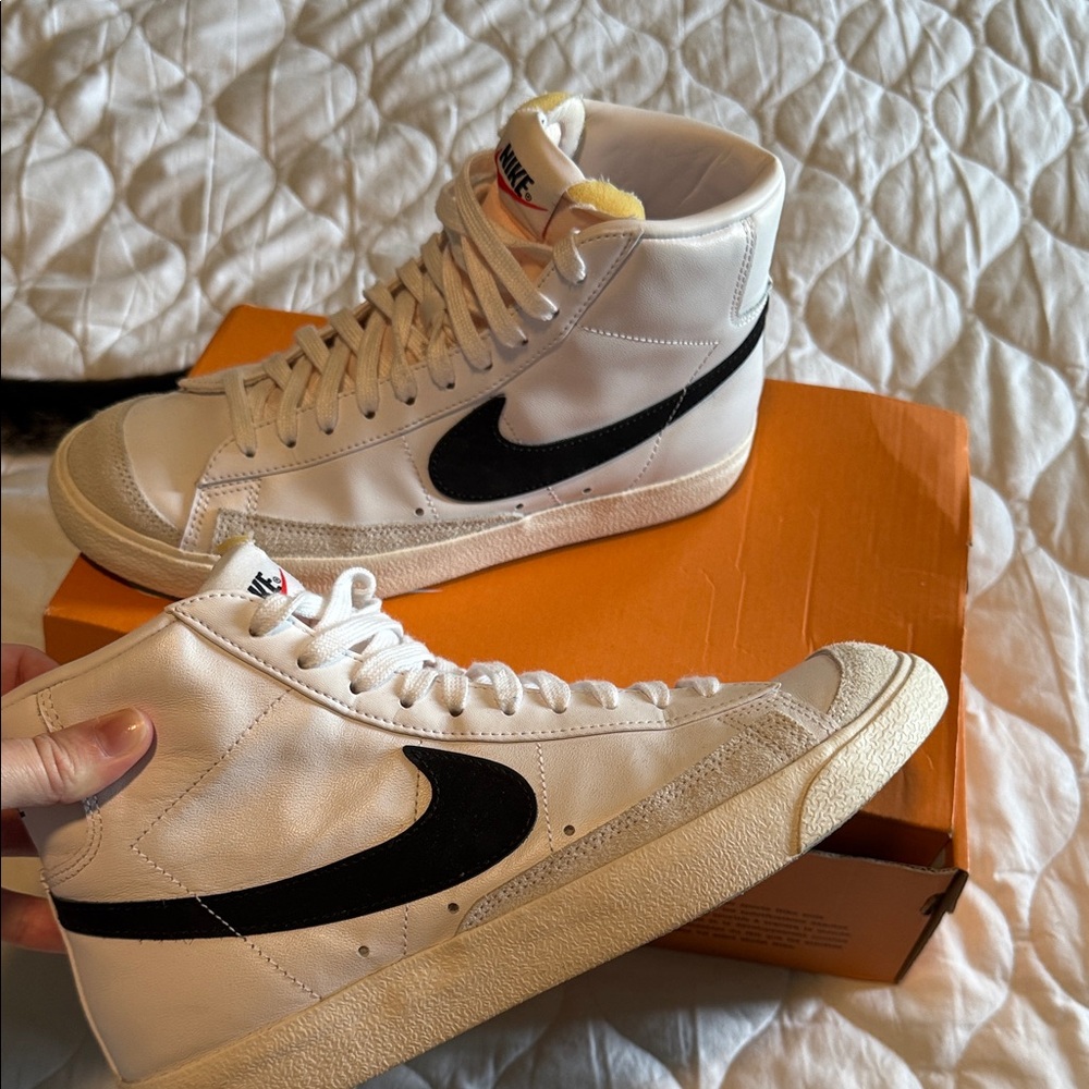 Nike White and Black High-Top Sneakers